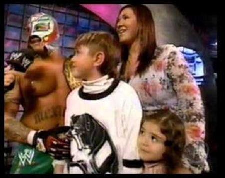 Rey Mysterio, On WWE With his wife Angie Gutierrez and kids